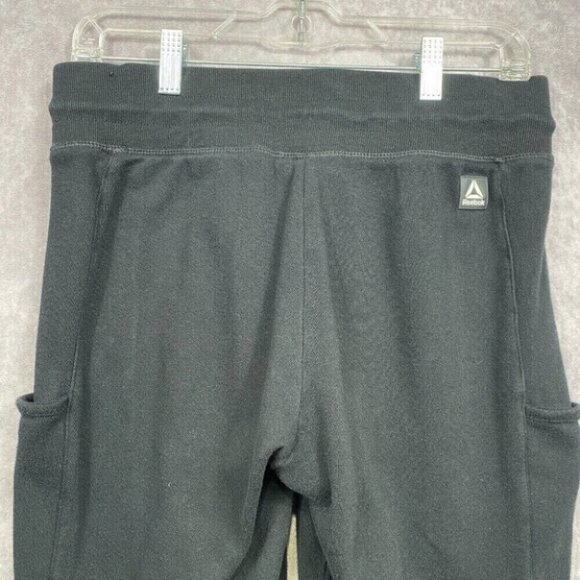 REEBOK Sweatpants Joggers Unisex W31 L25 Black Side Pockets Drawstring Athletic - Picture 8 of 13